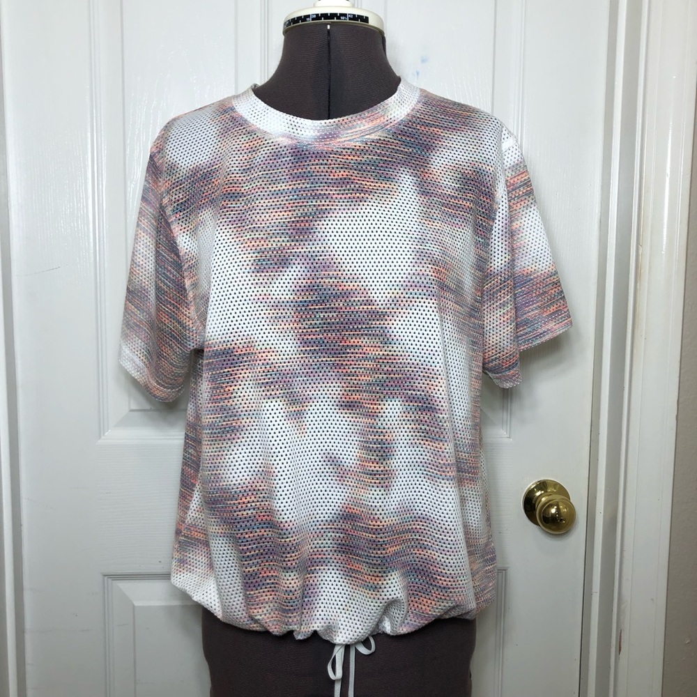Champion Women Campus Lightweight Printed Mesh Drawstring Short Sleeve T-Shirt L - Picture 15 of 16
